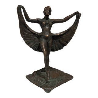 Art Deco Bronze Dancer Figurine on Onyx Base For Sale
