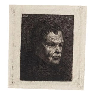 Auguste Danse, Portrait, Etching, Late 19th Century For Sale