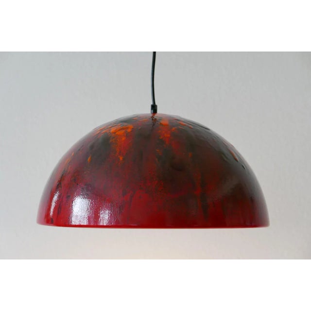 Large Mid-Century Enameled Dome Pendant Lamp, 1960s For Sale - Image 4 of 17