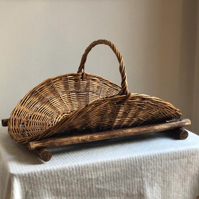 Antique Wood-Framed Flower Gathering Basket For Sale - Image 11 of 13