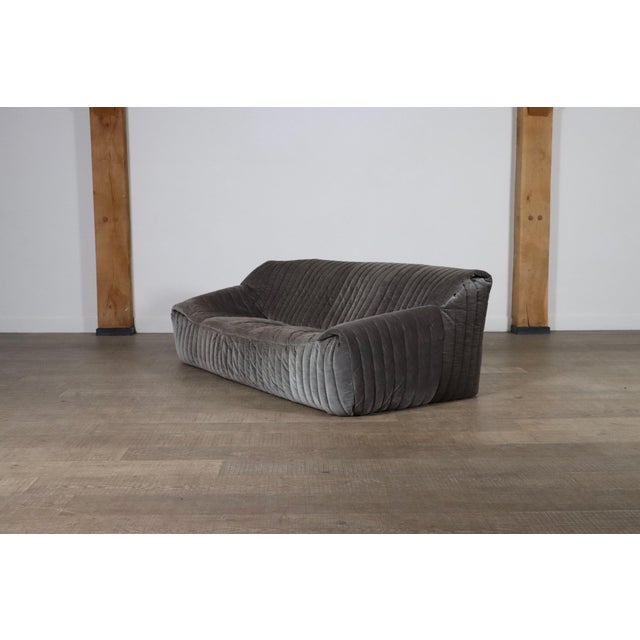 Gray Sandra 3-Seater Sofa in Velvet by Annie Hieronimus for Cinna, France, 1970s For Sale - Image 8 of 15