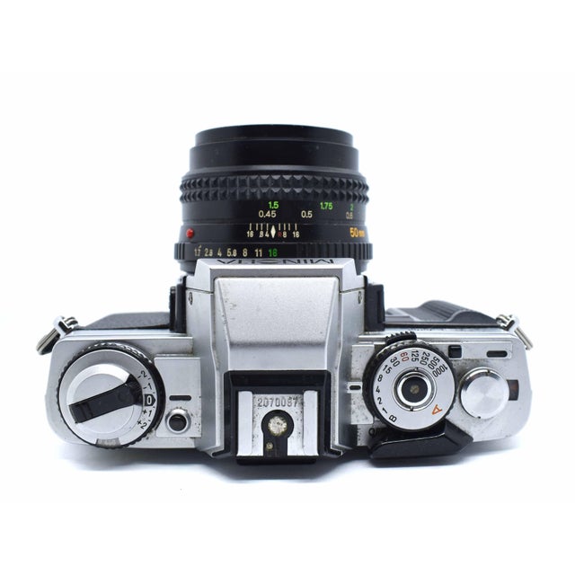 Metal Late 20th Century Minolta Xg-M SLR Camera Analog Decor For Sale - Image 7 of 9