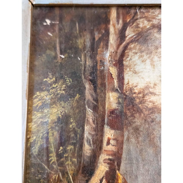 19th Century American Hudson River School Painting of Birch Tree Attributed to Julie Hart Beers For Sale - Image 11 of 15