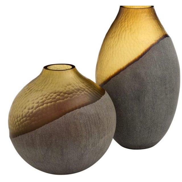 Contemporary Sandblasted Black Glass Large Vase For Sale - Image 3 of 3