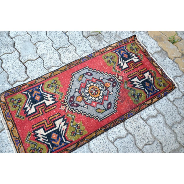 Tribal Vintage Mid Century Turkish Rug For Sale - Image 3 of 6