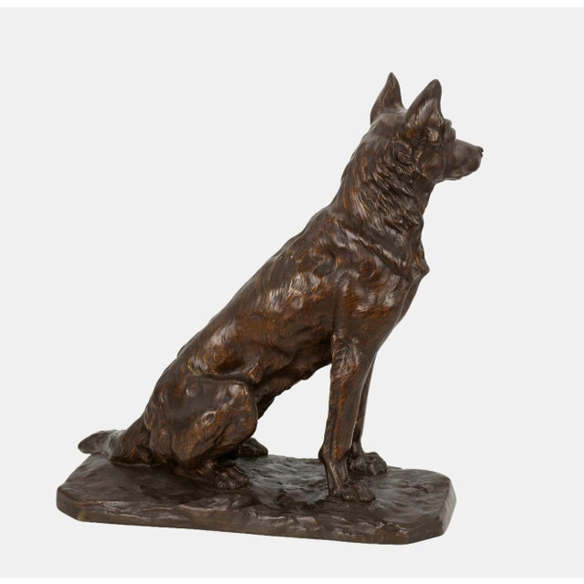 Metal Albert Pierre Laplanche, Vigilant Sitting German Shepherd, 1915, Bronze For Sale - Image 7 of 18