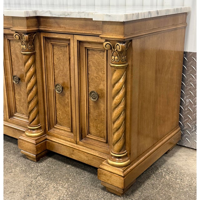 Neoclassical Late 20th Century Neoclassical Low Credenza With Marble Top For Sale - Image 3 of 10
