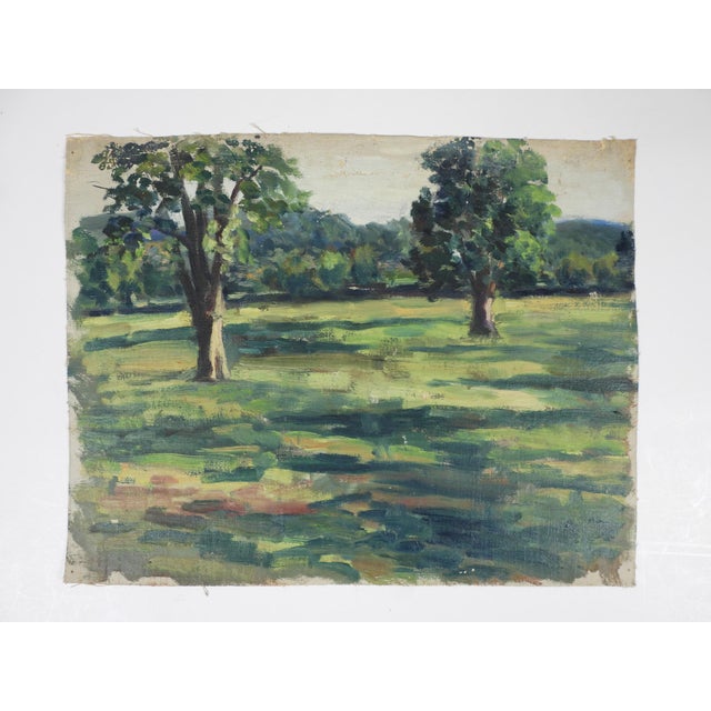 Rustic Early 20th Century Plein Air Landscape Painting For Sale - Image 3 of 4