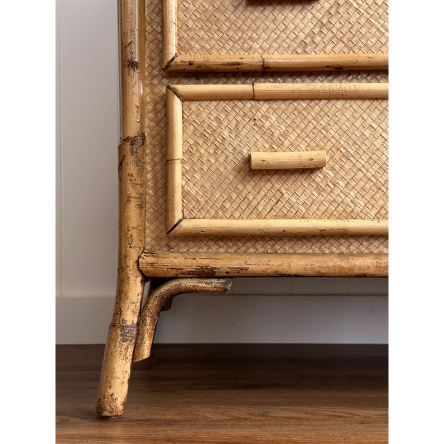 1970s 1970s Vintage Bamboo & Rattan Six-Drawer Dresser For Sale - Image 5 of 18