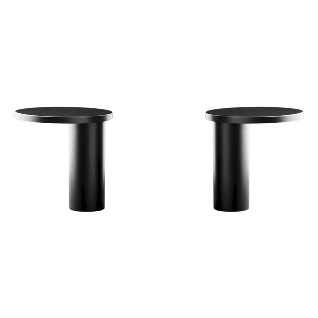 Black Metal Cylinda Table Lamps by Angeletti & Ruzza for Oluce, Set of 2 For Sale