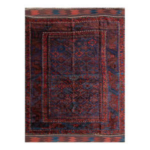 Handmade Baluch Rug Draws With Geometric Artistry Afghan Baluch Teimani Main Rug