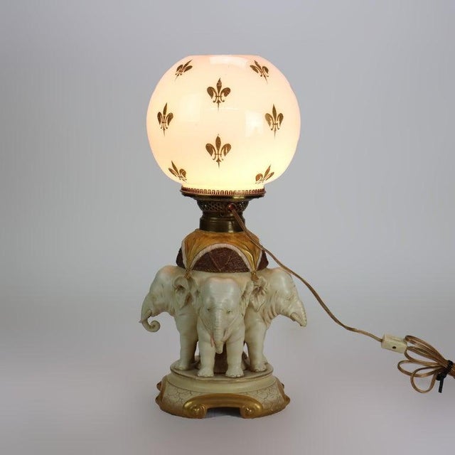 1920s Antique Ernst Wahliss Austrian Amphora Figural Elephant Porcelain Lamp C1920 For Sale - Image 5 of 9