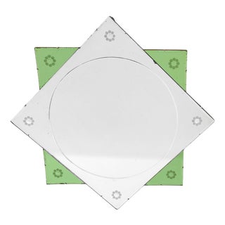 Art Deco English Green Eight Pointed Wall Mirror, 1930s For Sale