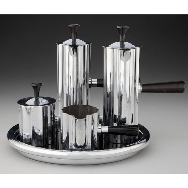 Art Deco Walter Von Nessen for Chase Brass & Copper “Diplomat” 5-Piece Coffee Set — 1933 For Sale - Image 3 of 4