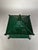Japanese vintage cast iron green lantern. Heavy metal fabrication with openings to receive a small candle or light.