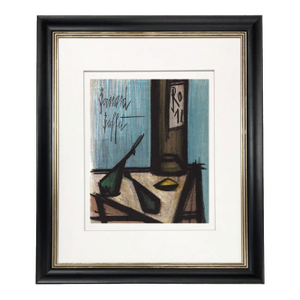 Bernard Buffet Original Lithograph Still Life With Bottle 1967 Framed