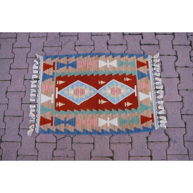 Size: 2.2 x 3 ft ( 67 x 93 cm) 26 x 36 inches Color: Blue, Red, White, Pink, Green, Tan-Almond Material: 100% Hand Spun...