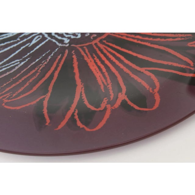 1980s Vintage Rosenthal Glass Flower Plate or Serving Plate Designed After Andy Warhol 80's For Sale - Image 5 of 10
