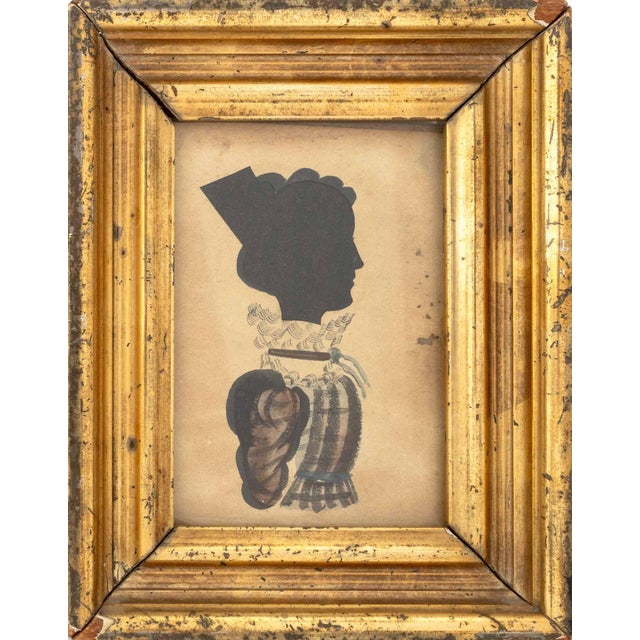 American School, Two Silhouettes, 19th century, comprising: Ezra Wood (Puffy Sleeve Artist, American, 1798-1841), lady...