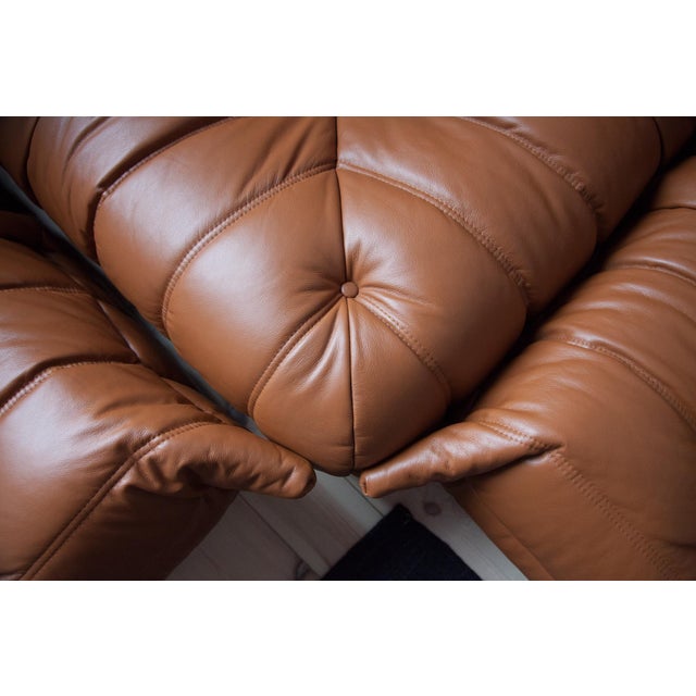 Togo Set in Cognac Brown Leather, 1970s, Set of 5 For Sale - Image 10 of 18