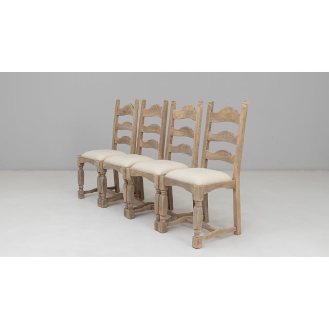 20th Century French Oak Dining Chairs With Upholstered Seats - Set of 4 For Sale - Image 12 of 18