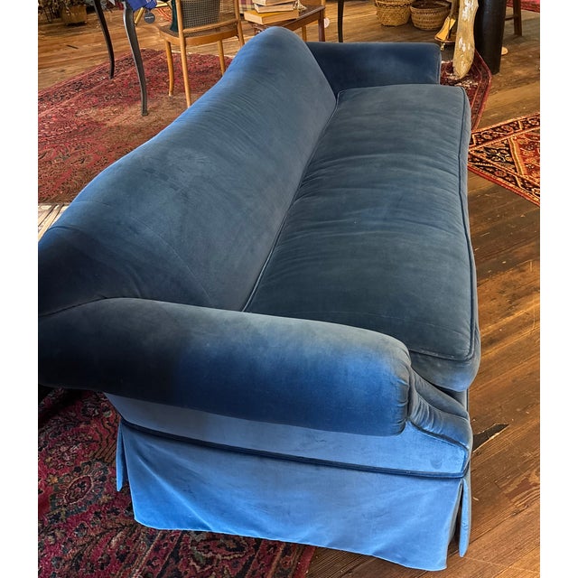 Vintage Velvet Cobalt Blue Sofa For Sale - Image 4 of 10