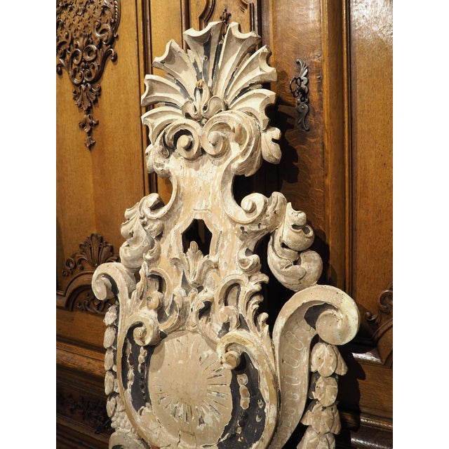 Large Antique Parcel Painted Wooden Chateau Sconce, Circa 1800 For Sale - Image 10 of 12