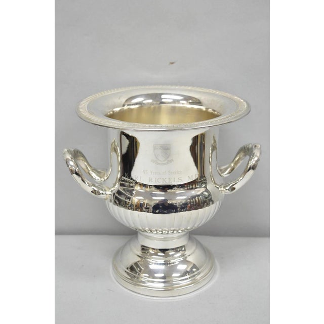 Vintage Silver Plated Trophy Cup Urn Champagne Chiller Ice Bucket Engraved For Sale - Image 15 of 17