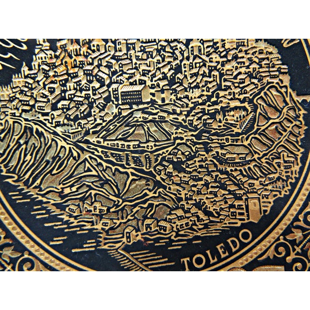 Vintage Toledo Damascene Plate 24k Gold Inlaid Steel Spain 7" European Decor For Sale - Image 9 of 9