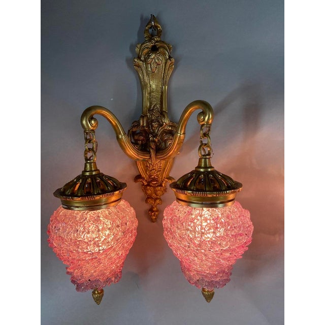 1980s French Louis XVI Gold Bronze Crystal Wall Lamps /Sconces-Pair For Sale - Image 11 of 15