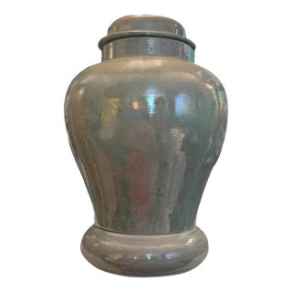 Vintage Green Pastel Lamp With Matching Shade For Sale