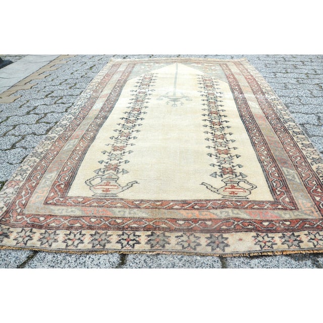 Textile 1960s 4x6 Beige and Tan Colour Turkish Rug For Sale - Image 7 of 11