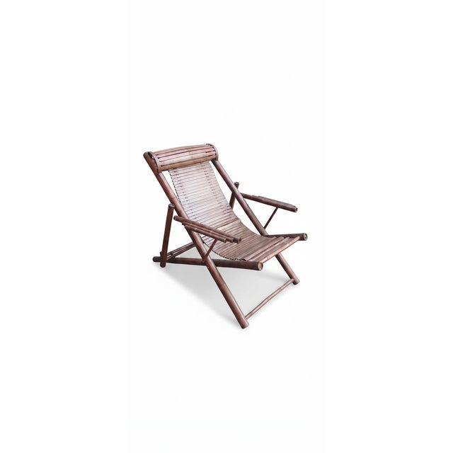 Bamboo and Wooden Slats Deck Chair, 1970s For Sale - Image 14 of 14