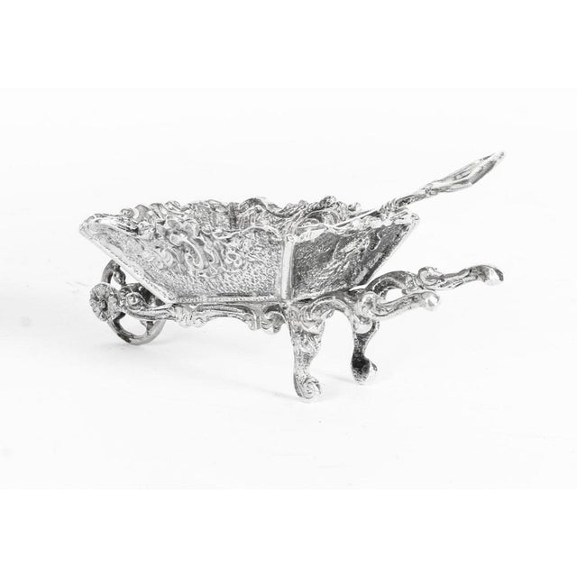 19th Century French Silver Salt Dishes in Shape of Wheelbarrows, Set of 2 For Sale - Image 5 of 18