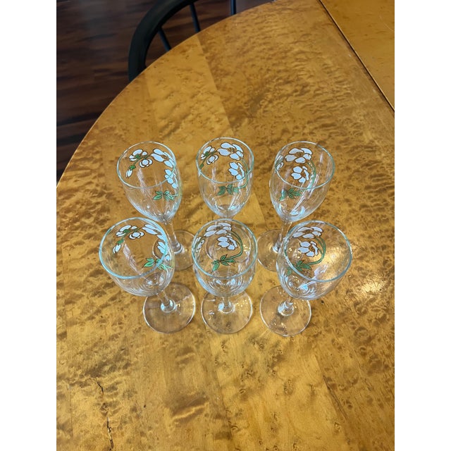 Vintage Art Nouveau Perrier Jouet Hand Painted Floral Champagne Flutes - Design by Emile Galle - Set of 6 For Sale - Image 11 of 13