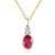 2020s 14 Karat Yellow White Gold Bezel Set Oval Ruby Pear Diamond Pendant For Sale - Image 5 of 7
