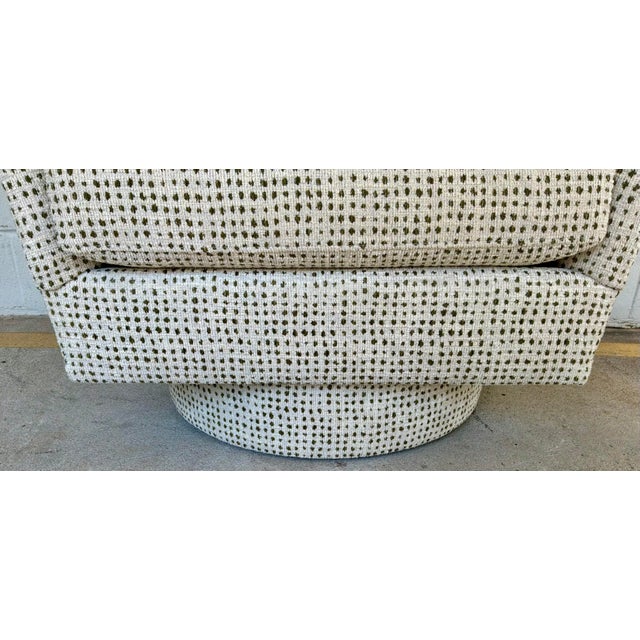 2020s Revelation Modern Off-White and Olive Boucle Coupe Swivel Chairs Pair For Sale - Image 5 of 6