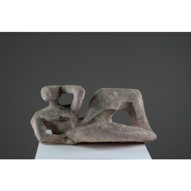 French Artist, Modernist Sculpture of a Reclining Female Nude, Reconstituted Stone For Sale - Image 11 of 18
