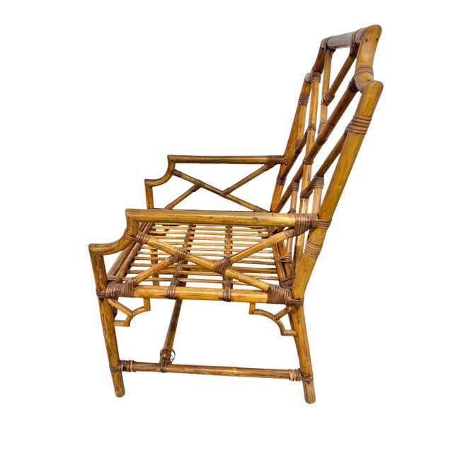 Wood Vintage Bamboo & Rattan Arm Chairs - Set of 2 For Sale - Image 7 of 11