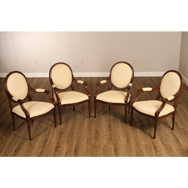 French Louis XVI Style Set Of 16 Oval Back Dining Chairs For Sale - Image 3 of 18