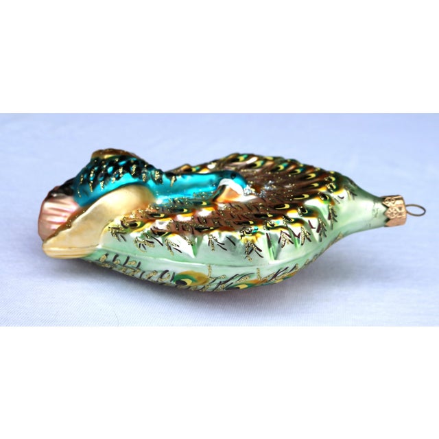 Traditional Kurt Adler Hand Blown Glass Peacock Ornament For Sale - Image 3 of 9