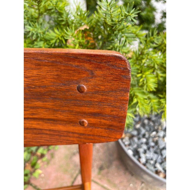 1960s Vintage Mid-Century Modern Danish Style Chair, Brown Vinyl Seat, VGC For Sale - Image 4 of 5