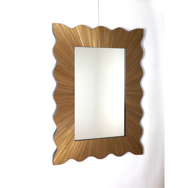 This Wave Mirror designed and crafted by Val Khvan is a tribute to Jean Michel Frank. Straw marquetry technique (...