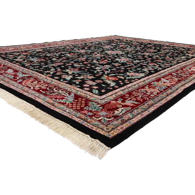 78706 Vintage Black Indian Floral Rug, 09'00 x 12'00. Timeless grace meets classic sophistication in this meticulously...