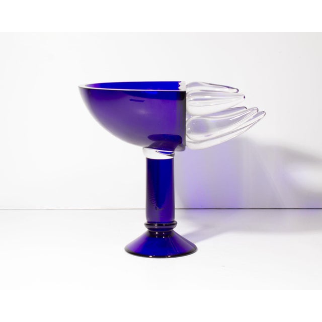 Glass David Sobotka Alchymie Praha Limited Edition Blue Glass Compote For Sale - Image 7 of 9
