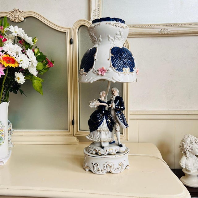 Vintage Cobalt Blue Table Lamp in Porcelain For Sale - Image 11 of 11