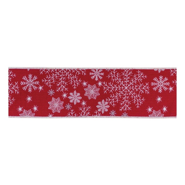 Festive Snowflake Ribbon 4" x 5 yds. For Sale