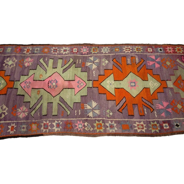 Purple & Orange Vintage Kilim Runner For Sale - Image 4 of 7