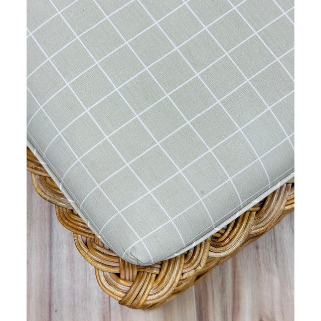 Vintage Braided Wicker Club Chairs With Ottoman For Sale - Image 12 of 16