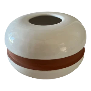 Mid Century Modern White Round Vase Made in Portugal